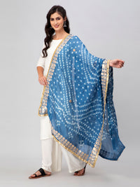 Aqua Dyed Bandhani Embellished Silk Blend Dupatta
