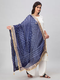Blue Bandhani Silk Blend Dupatta