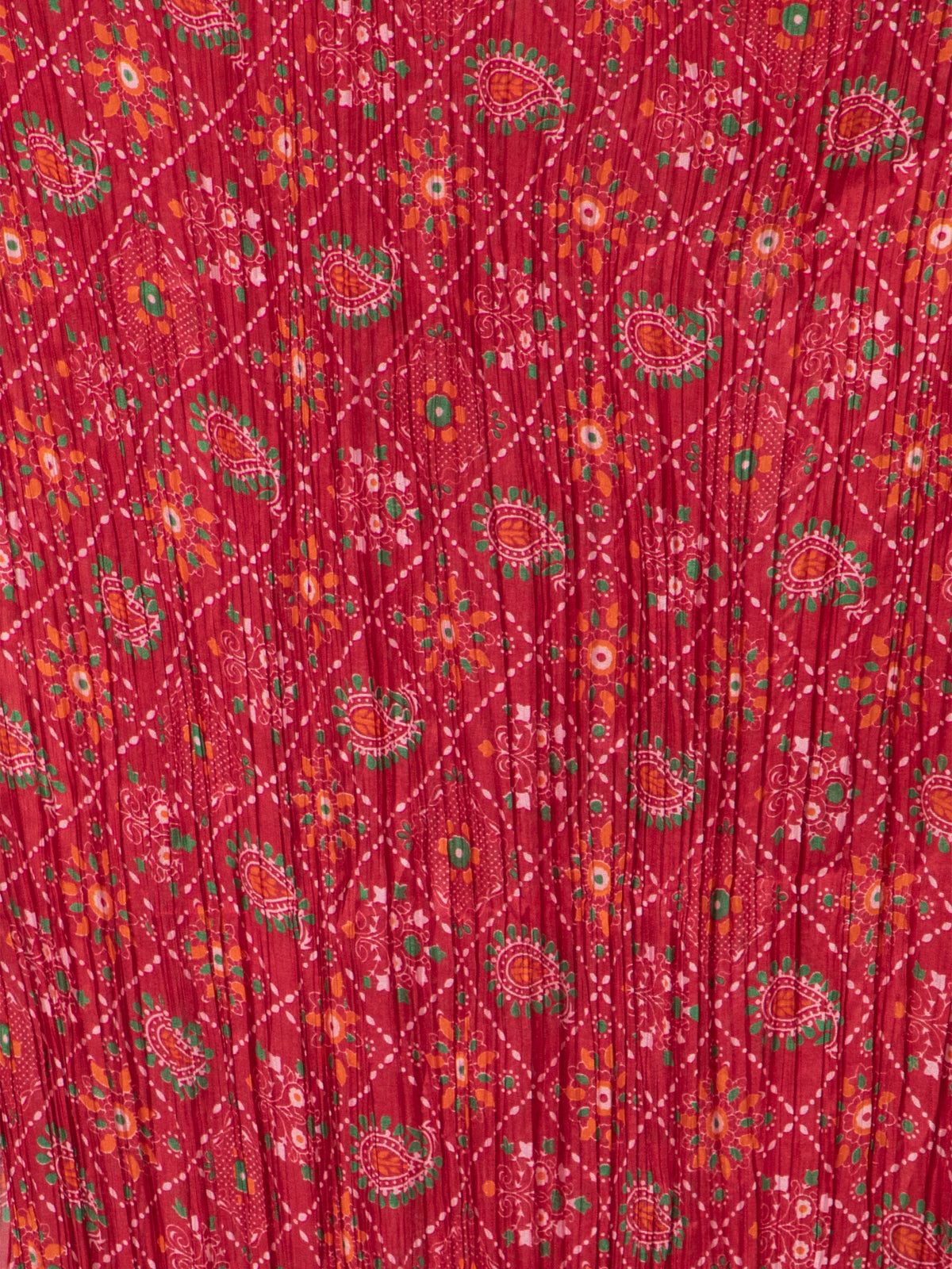 Red Printed Silk Blend Dupatta