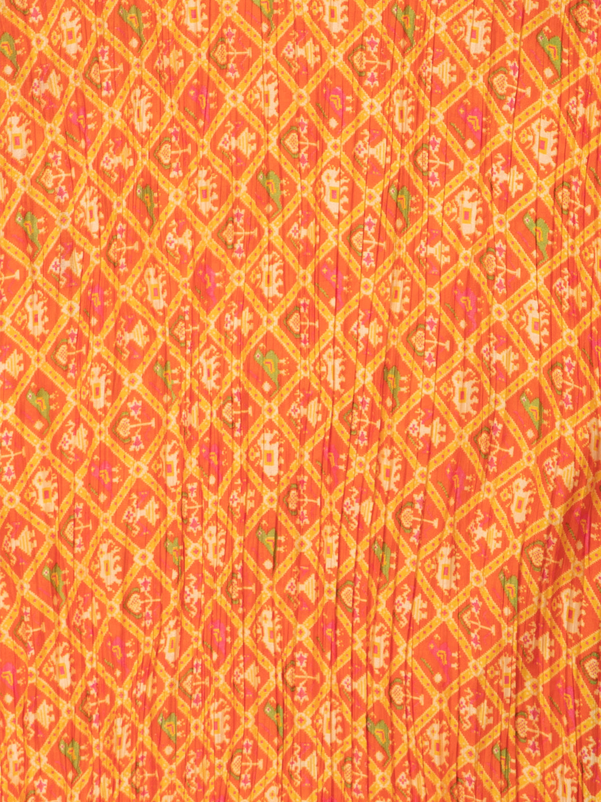 Orange Printed Silk Dupatta