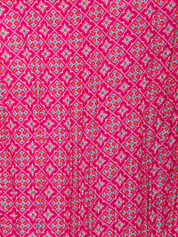 Pink Printed Silk Blend Dupatta