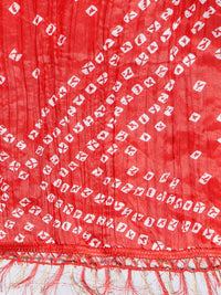 Jaipuri Red Bandhani Printed Dupatta with Tasseled Border