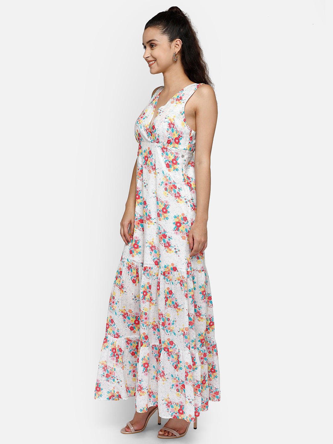 White floral print maxi dress