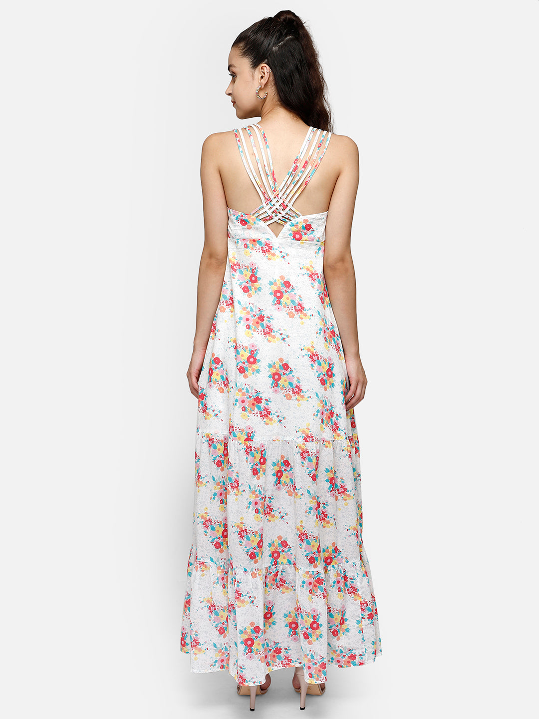 White floral print maxi dress