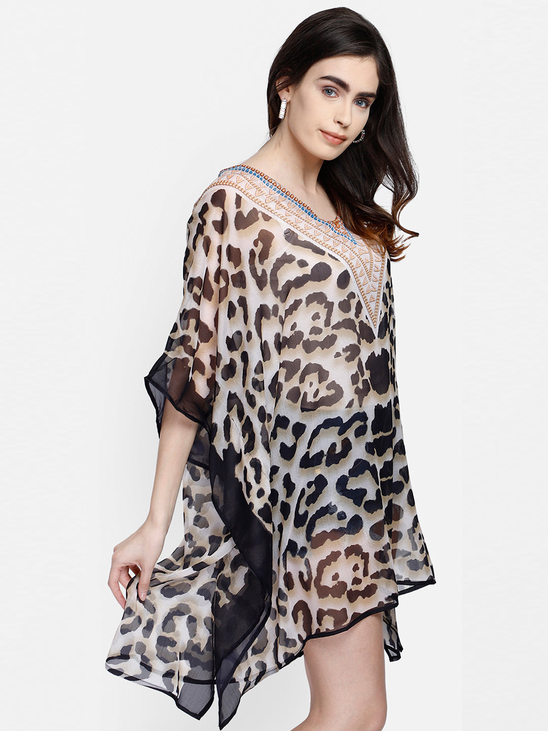 Leopard print polyester kaftan