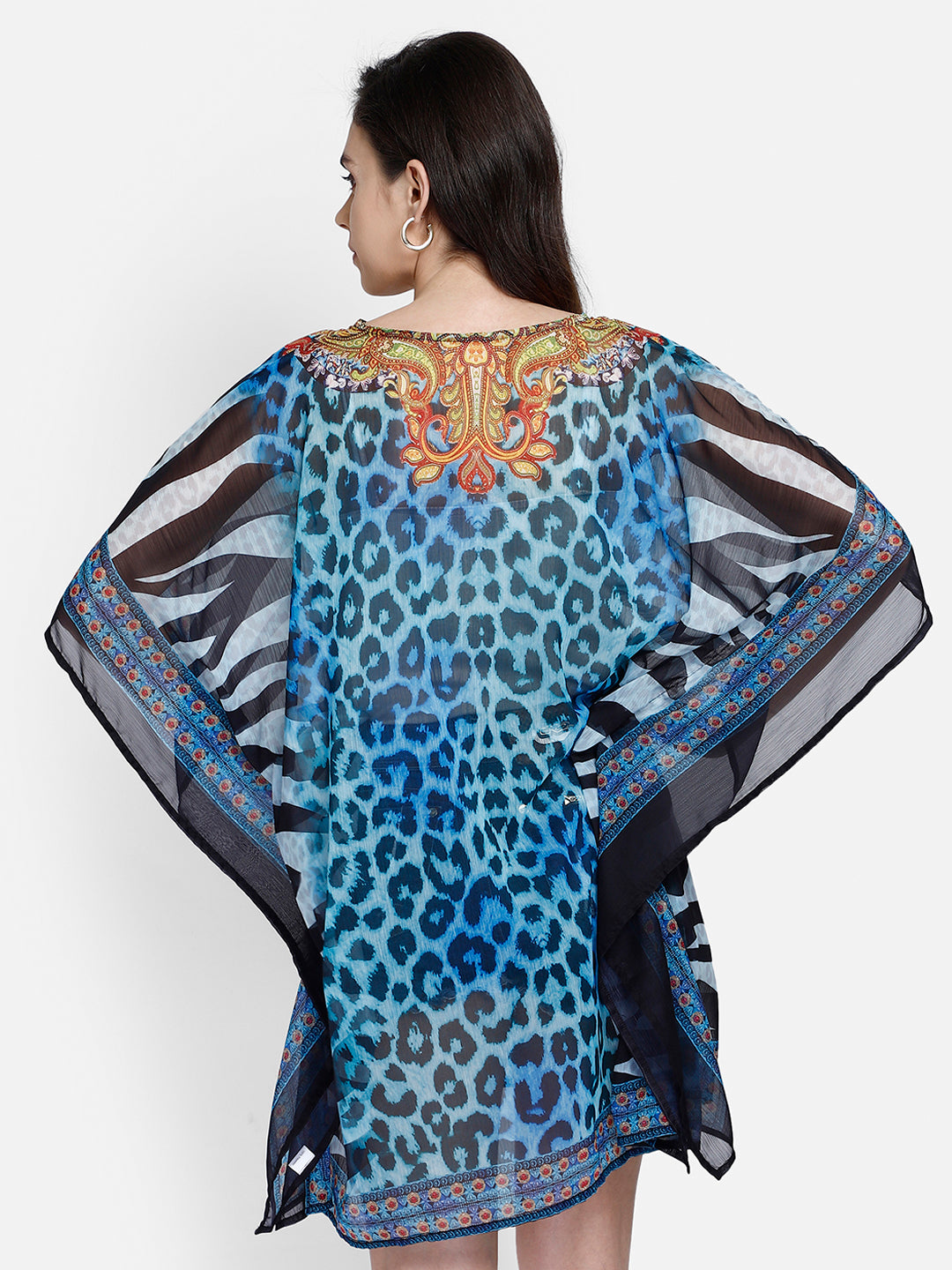 Leopard printed polyester kaftan