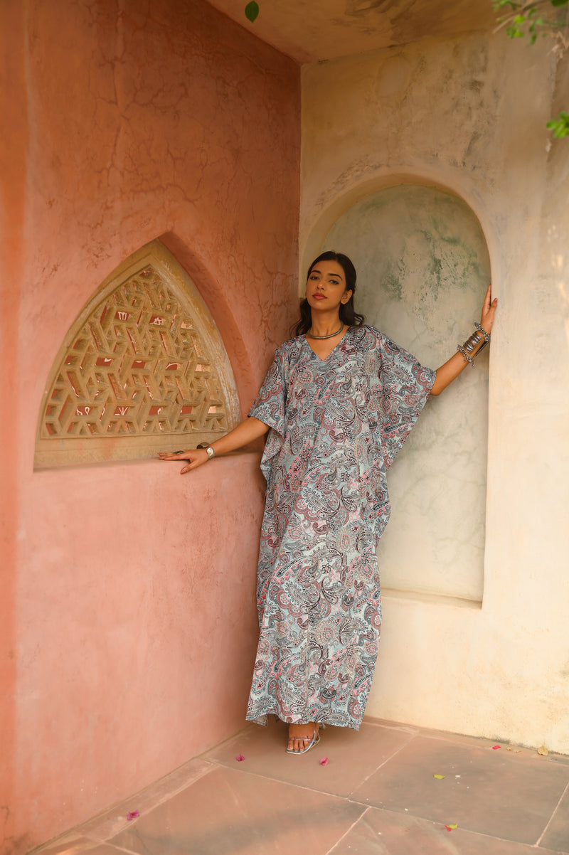 Aditi Wasan Mint Blue Kaftan Maxi Dress