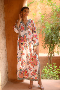 Aditi Wasan White and Pink Maxi Floral Dress