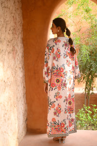 Aditi Wasan White and Pink Maxi Floral Dress