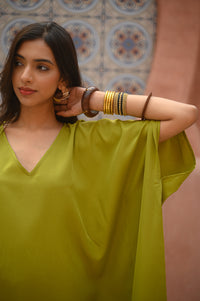 Aditi Wasan Green Solid Kaftan Dress