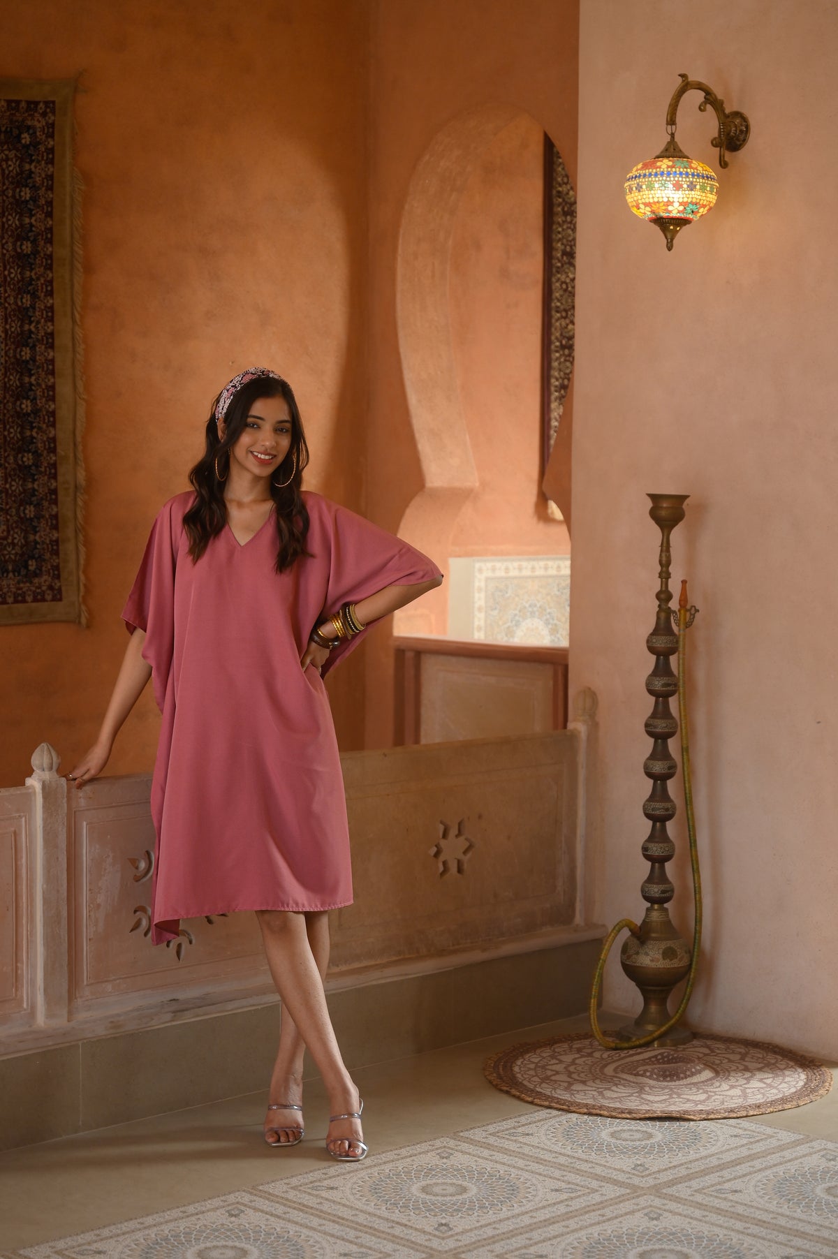 Aditi Wasan Pink Solid Kaftan Dress