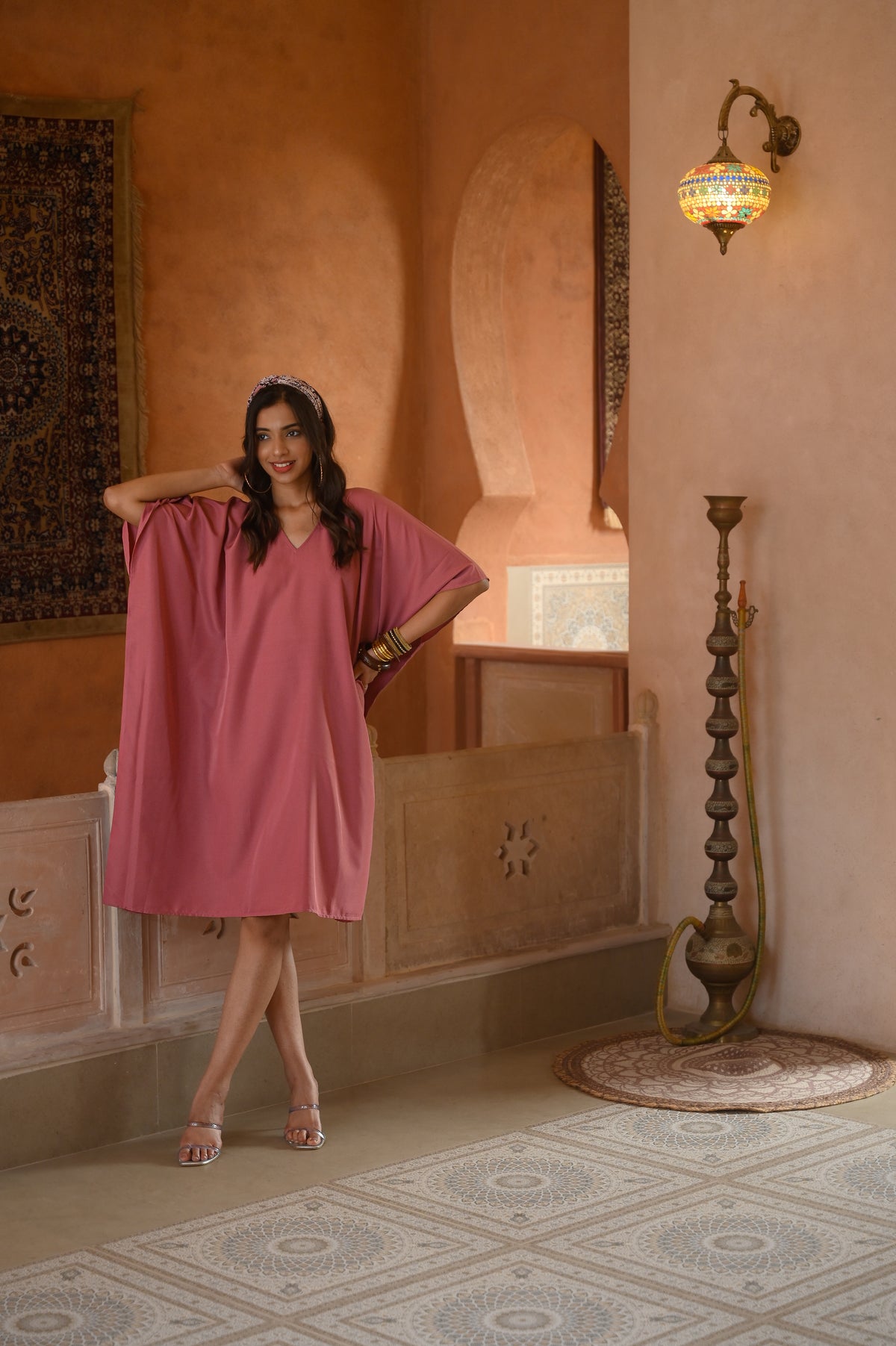 Aditi Wasan Pink Solid Kaftan Dress