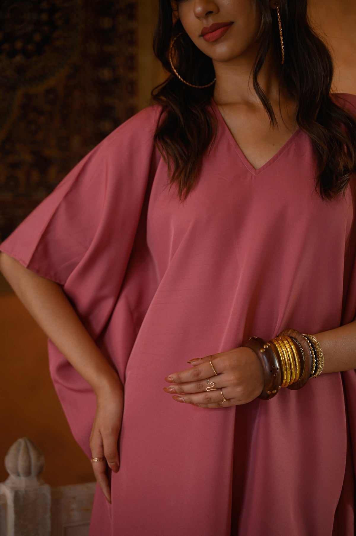 Aditi Wasan Pink Solid Kaftan Dress