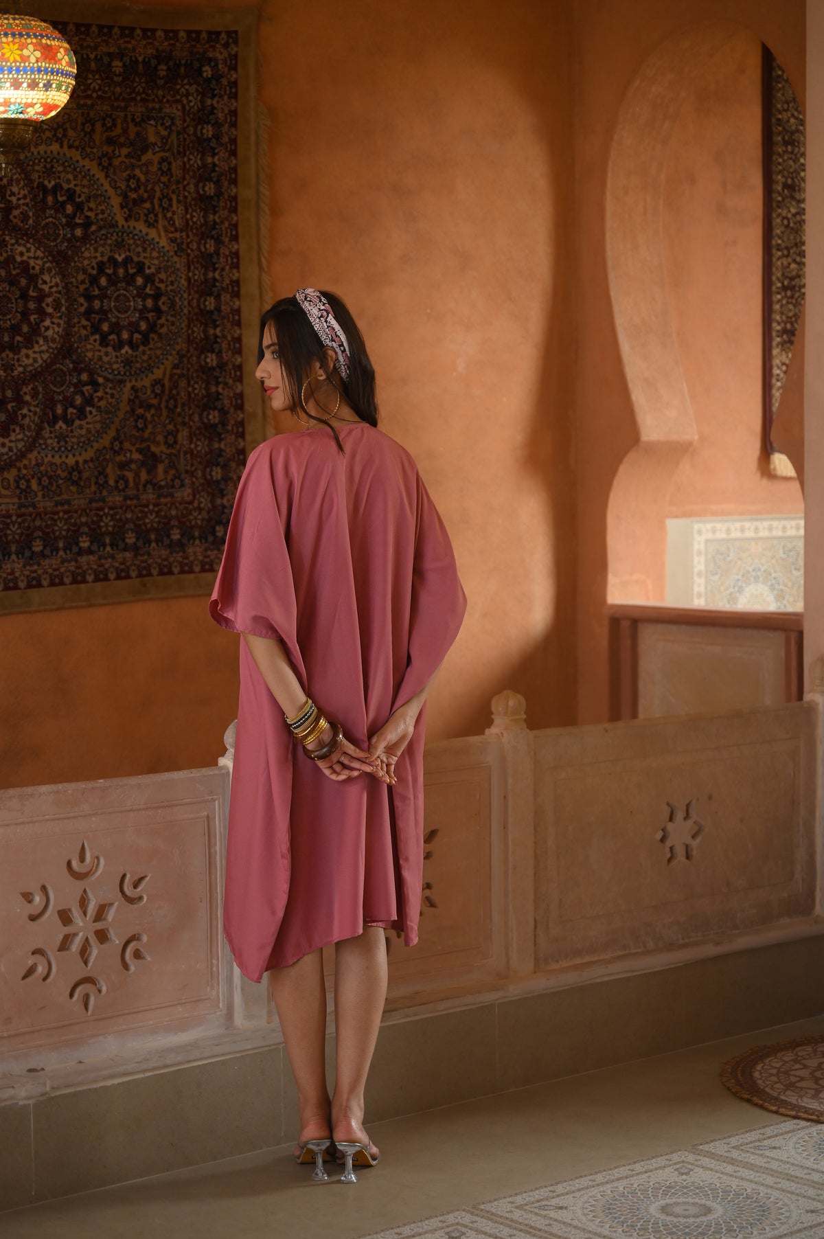 Aditi Wasan Pink Solid Kaftan Dress