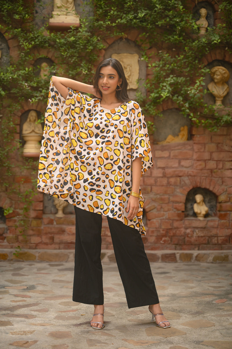 Aditi Wasan Stylish Leopard Print Kaftan Kurti