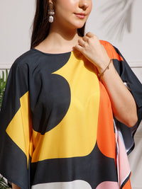 Multicolor Abstract Printed Georgette Kaftan Dress