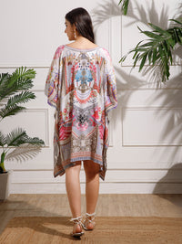 Multicolor Printed Poly Silk Kaftan Dress