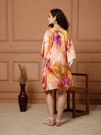 Aditi Wasan V-Neck Cotton Orange Midi Kaftan Kurti