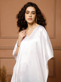 Aditi Wasan V-Neck Satin Ombre Blue Kaftan Maxi Dress