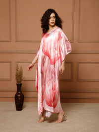 Aditi Wasan V-Neck Satin Peach Kaftan Maxi Dress