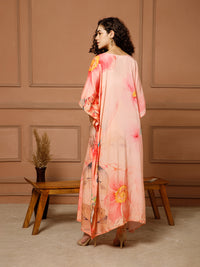 Aditi Wasan V-Neck Silk Peach Kaftan Maxi Dress