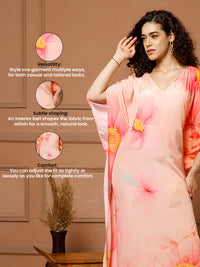 Aditi Wasan V-Neck Silk Peach Kaftan Maxi Dress