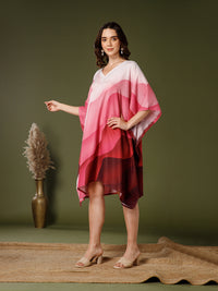 Pink Poly Crepe V-Neck Kaftan Dress