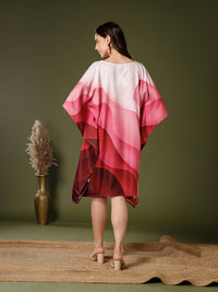 Pink Poly Crepe V-Neck Kaftan Dress