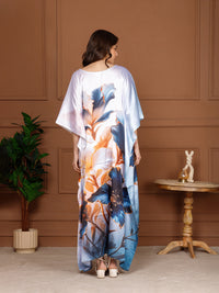 Soft Cream Ivory Satin V-Neck Kaftan Dress