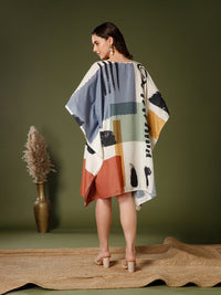 Off-White Poly Crepe V-Neck Kaftan Dress