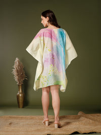 Light Yellow Cotton V-Neck Kaftan Dress