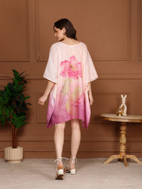 Peach Cotton V-Neck Kaftan Dress