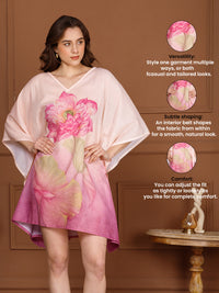 Peach Cotton V-Neck Kaftan Dress