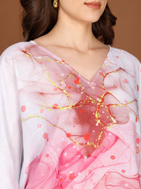 Pink Cotton V-Neck Kaftan Dress