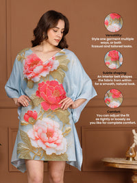 Aqua Peach V-Neck Kaftan Dress