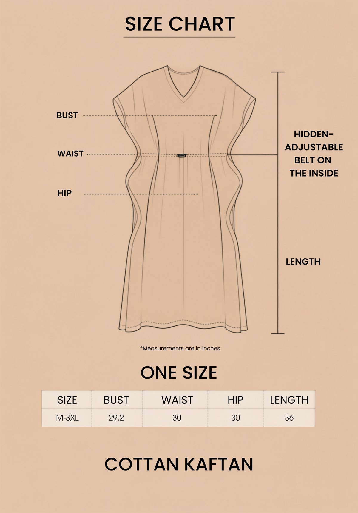 Green Peach V-Neck Cotton Kaftan Dress