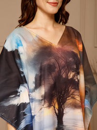 Multi Color V-Neck Cotton Kaftan Dress