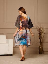 Multi Color V-Neck Cotton Kaftan Dress