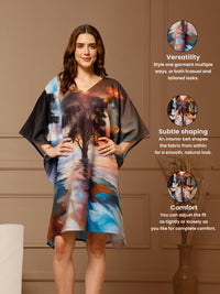 Multi Color V-Neck Cotton Kaftan Dress