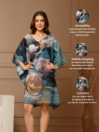 Blue V-Neck Cotton Kaftan Dress