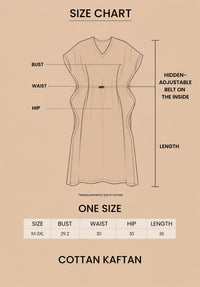 Blue V-Neck Cotton Kaftan Dress