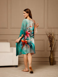 Sea Green V-Neck Cotton Kaftan Dress