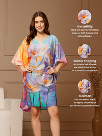 Aqua Blue V-Neck Cotton Kaftan Dress