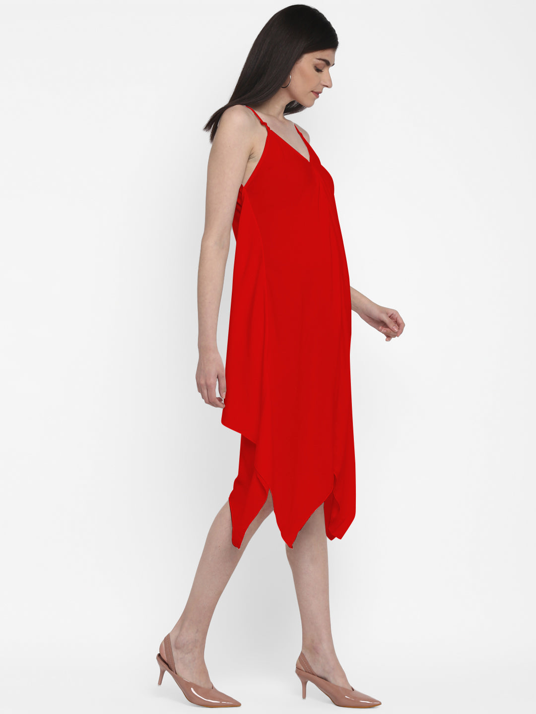 Free Size Stylish Red Midi Dress