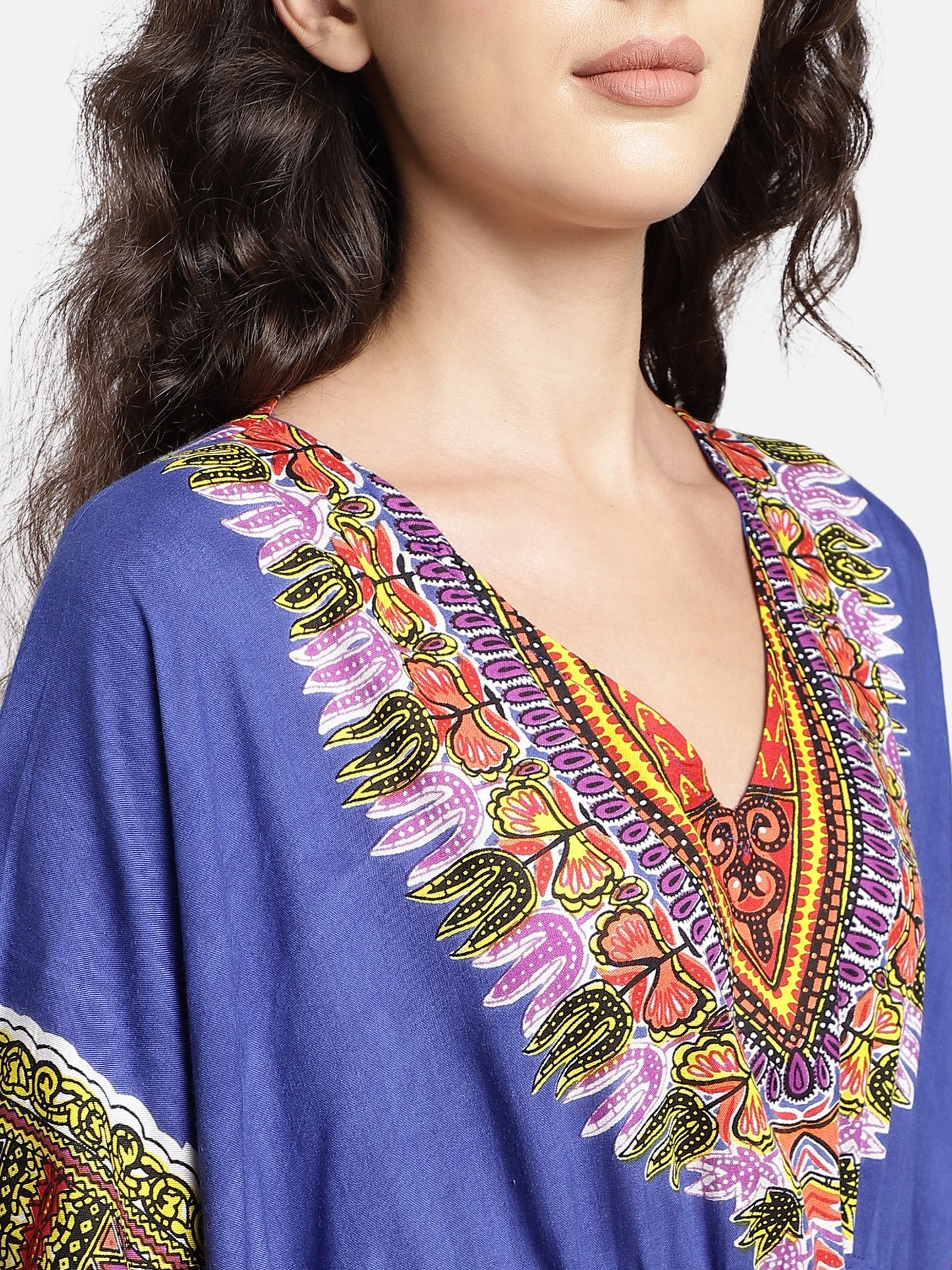 Blue printed free size kaftan
