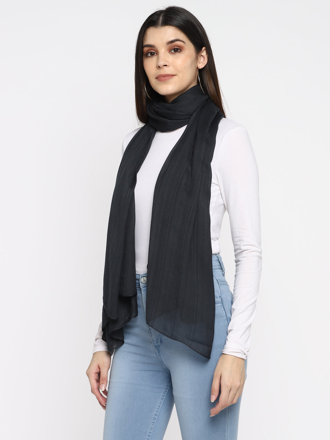 Charcoal Black Textured Stole