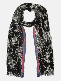 White and Black Printed Women's Stole