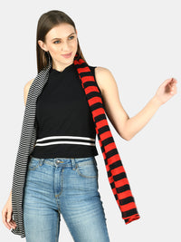 Red & white striped viscose stole
