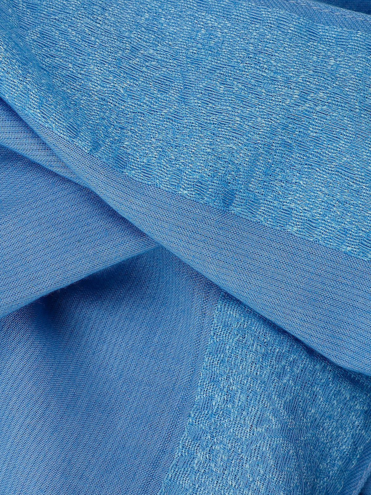 Blue viscose stole with jacquard border and hem stitched with nice-soft feel and touch