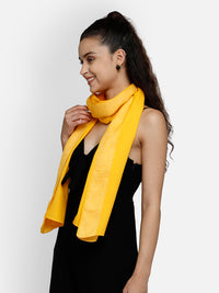 Yellow viscose stole with jacquard border and hem stitched with nice-soft feel and touch